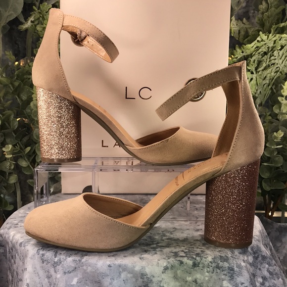 LC Lauren Conrad Hydrangea Gold 3.5” Glitter Heels Women’s Sizes 8M 9M ✨NIB✨ - Picture 6 of 14